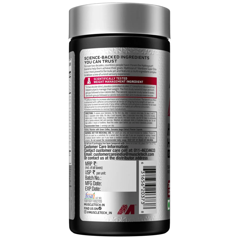 Muscletech Hydroxycut Hardcore Super Elite Fat Burner | 100 Caps - Image 2