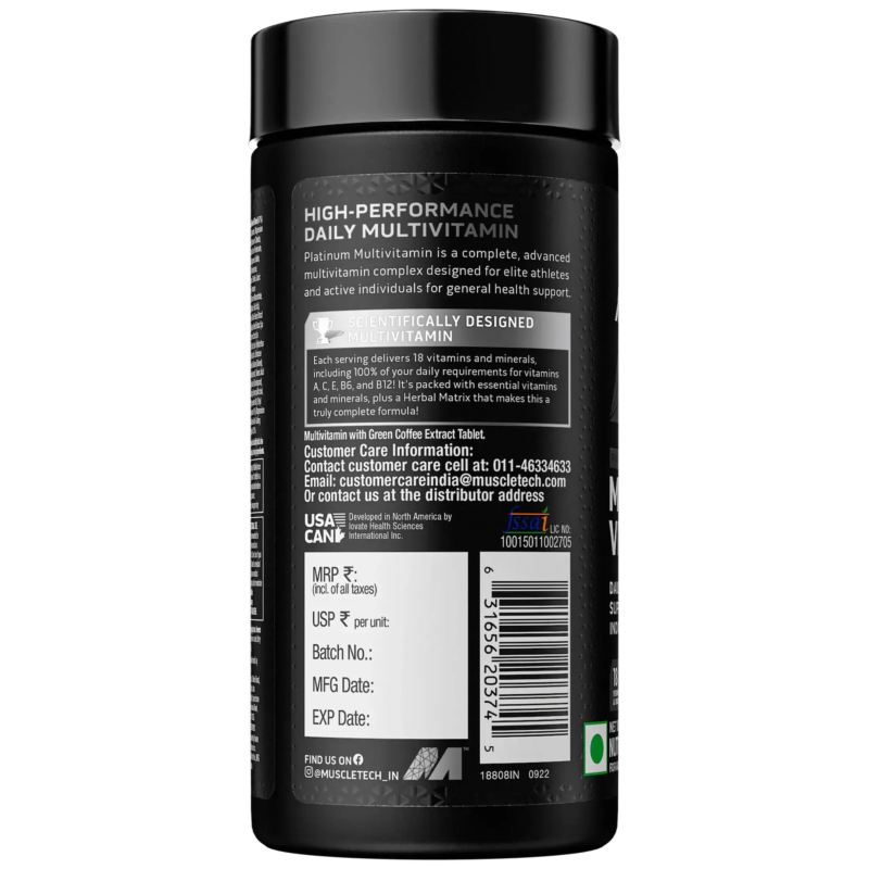 Muscletech Platinum Multivitamin – 60 Tablets for Immune Support - Image 3
