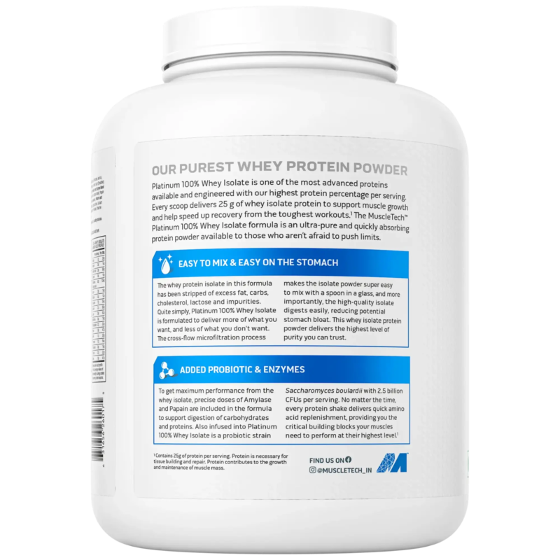 Muscletech Whey Isolate | Easy to Digest | Added Probiotics - Image 4