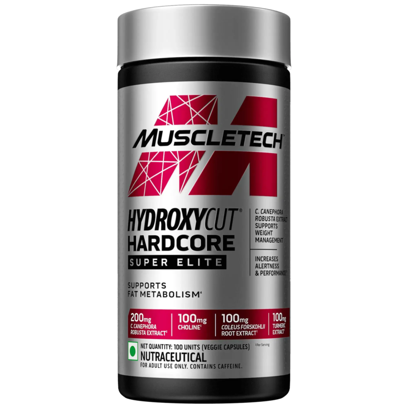 Muscletech Hydroxycut Hardcore Super Elite Fat Burner | 100 Caps | canephora robusta extract and supports fat metabolism | daily energy pills and healthy weight loss