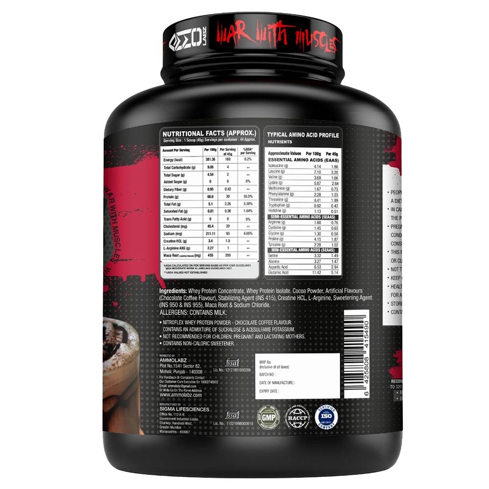 Ammo Labz Nitroflex 2kg (4.4lb) – Choco Latte, Muscle Mass - Image 2