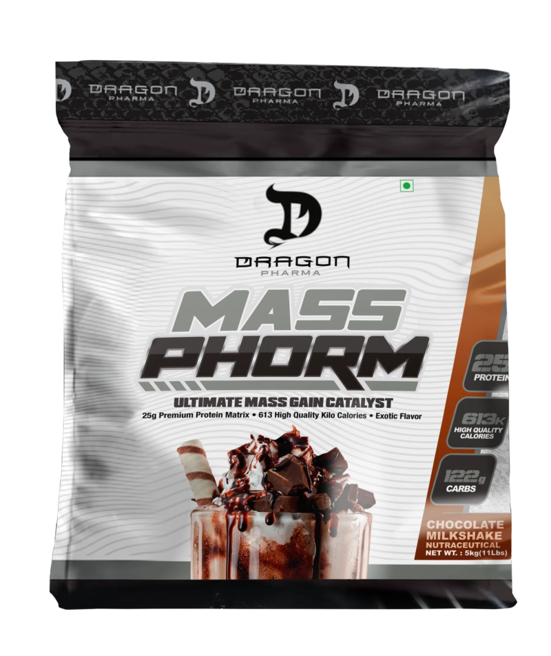 Dragon Pharma MASSPHORM 5KG, Chocolate Milkshake Flavour | mass gain catalyst, premium protein matrix and high quality calories