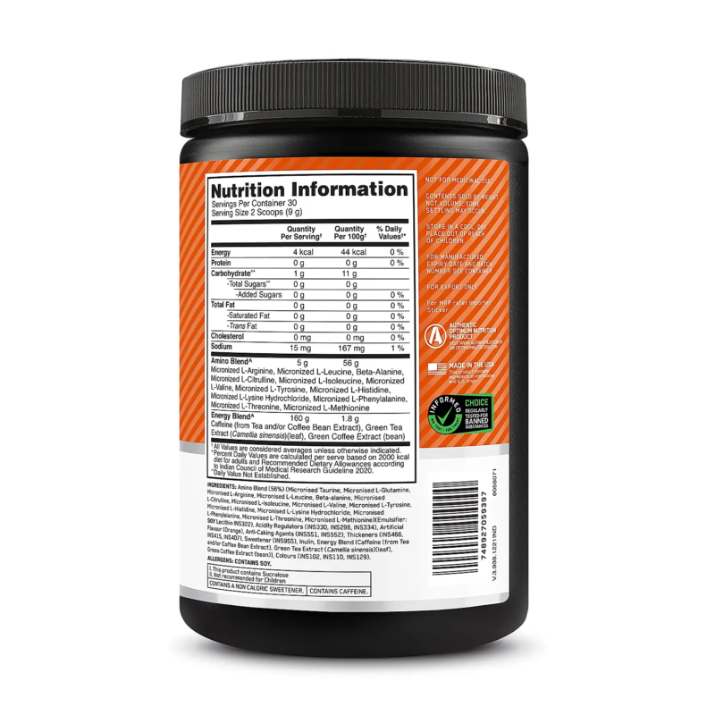 Optimum Nutrition Amino Energy Orange Flavour – Boost Focus - Image 5