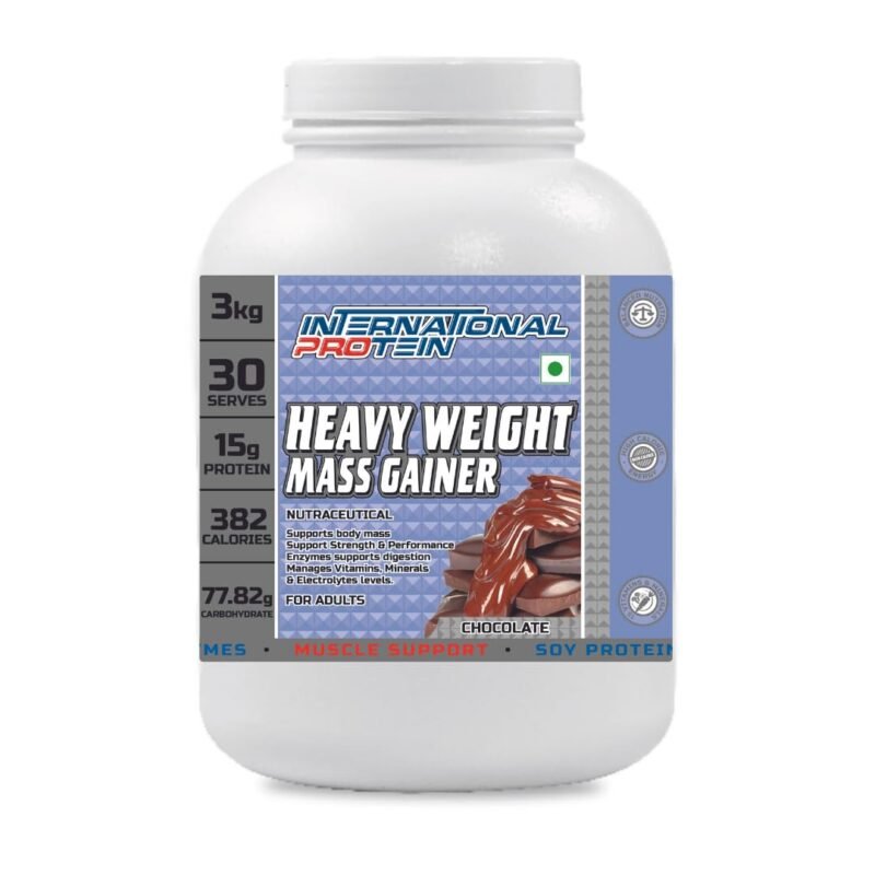 International Protein Heavy Weight Mass Gainer | Chocolate & carbohydrates | vitamins and minerals, muscle support