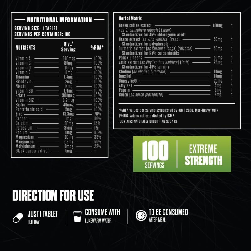 Exalt Supps The Vital Multivitamins 100 Tablet – Complete Nutrition - Image 2