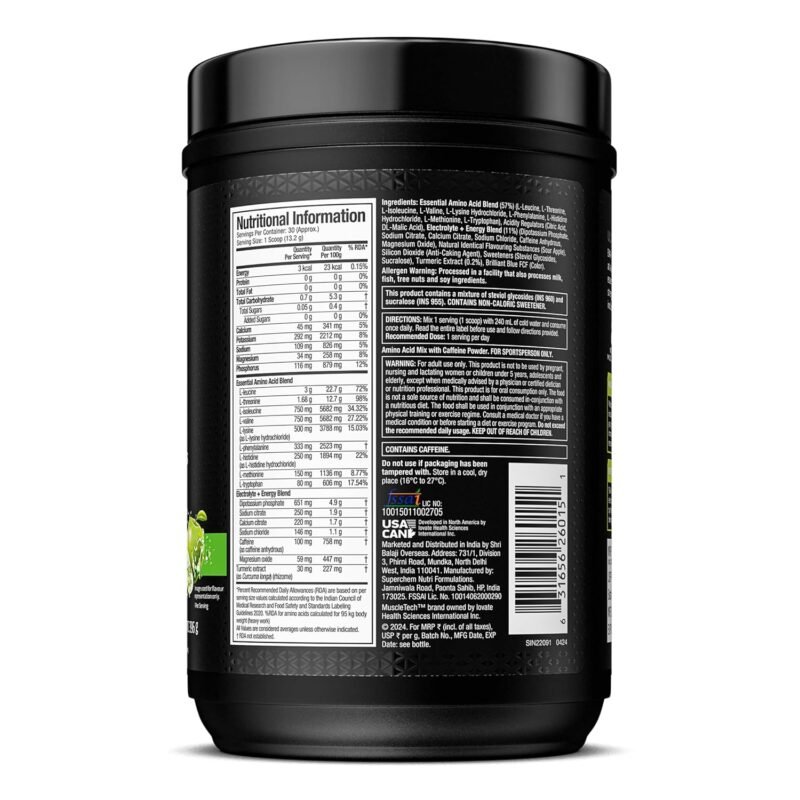 Muscletech EAA + Energy, Sour Apple Flavour | 30 Servings - Image 3