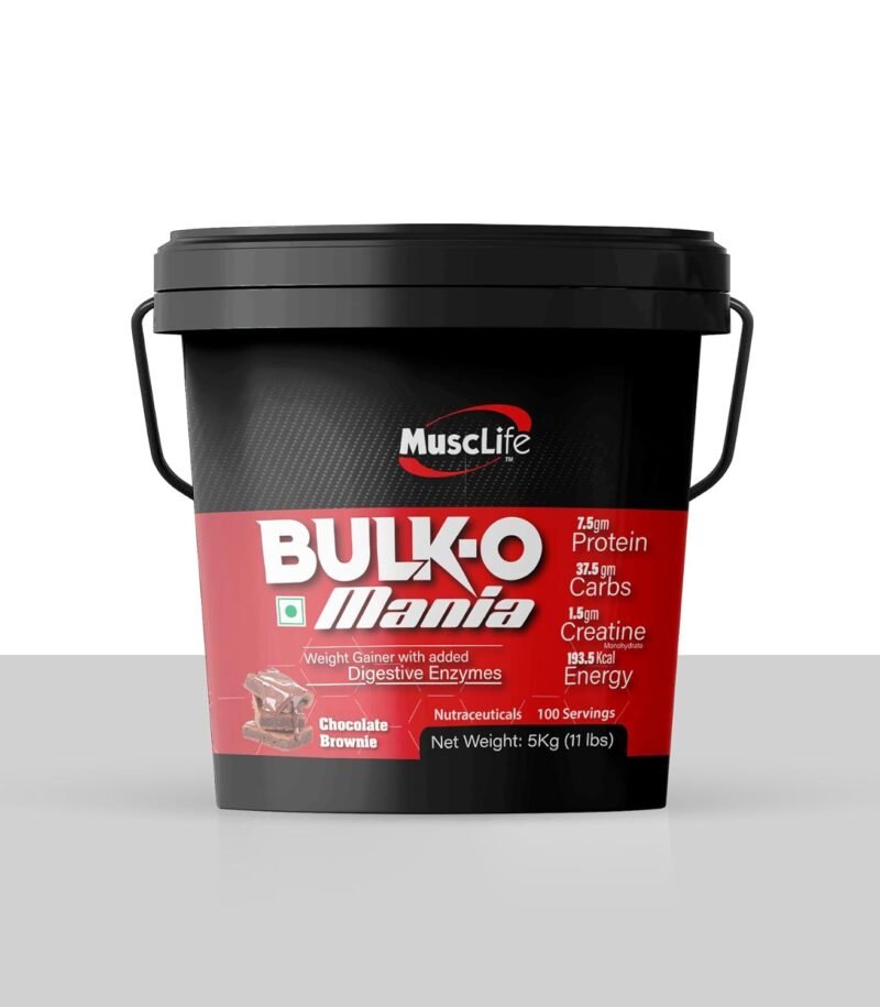 Musclife Bulk O Mania 5 kg Gainer | Chocolate Brownie Flavor | added digestive enzymes