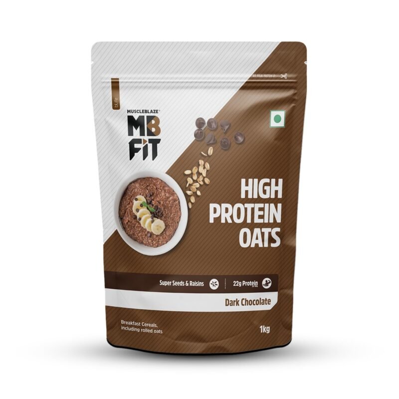 MuscleBlaze Fit High Protein Oats 1kg – Dark Chocolate | health nutrition & grain cereal
