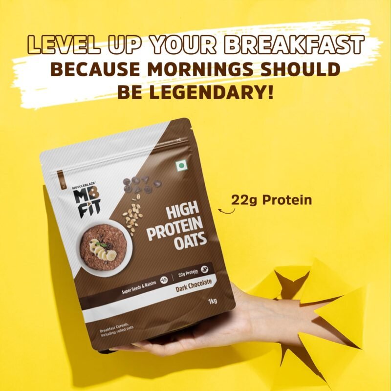 MuscleBlaze Fit High Protein Oats 1kg – Dark Chocolate - Image 4