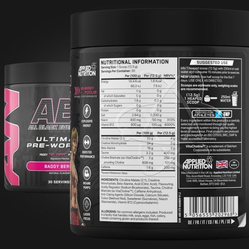 ABE Pre Workout - 30 Servings, 2g Beta Alanine, Highly Potent | UK Made - Image 2