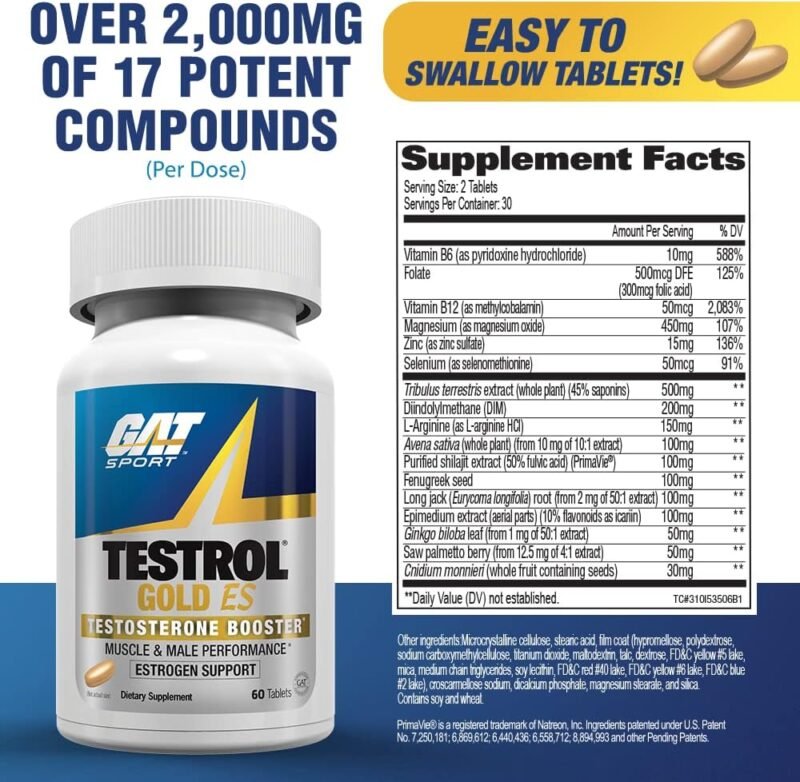 GAT Sport Testrol | Gold ES | Testosterone Booster | 60 Tablets - Image 8