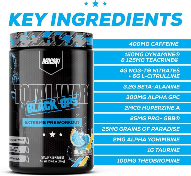 Redcon1 Total War Black Ops Pre Workout | Blue Lemonade Flavor - Image 6