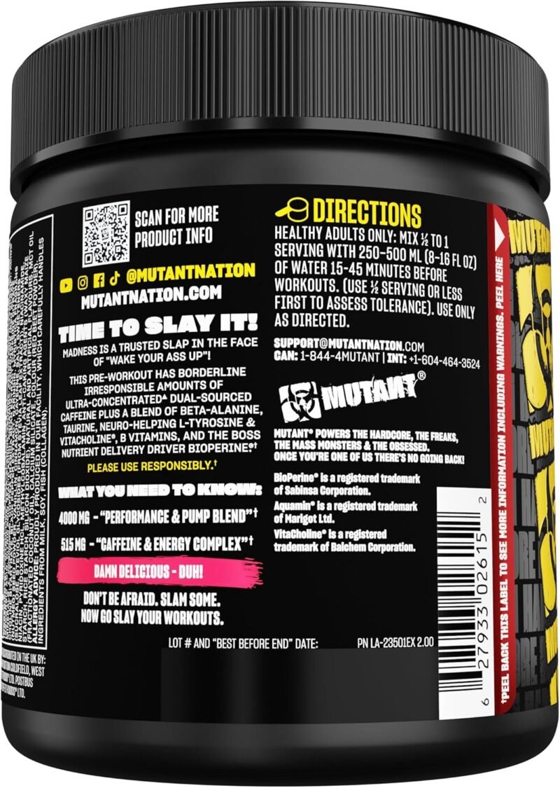 Mutant Madness Pre Workout - 30 Scoops | Made in Canada - Image 4