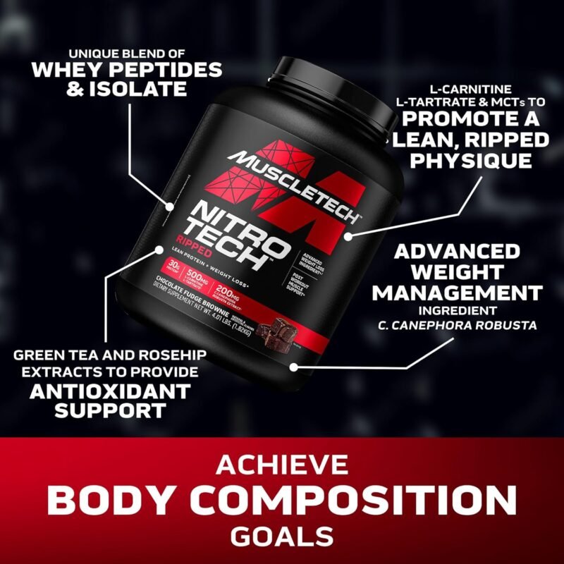 Muscletech Nitrotech Ripped 1.8 kg | Chocolate Fudge Brownie - Image 5