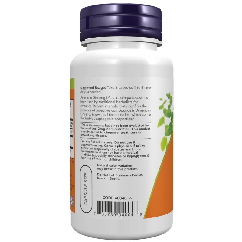 Now Foods American Ginseng 500mg - 100 Veg Capsules | Herbal - Image 5