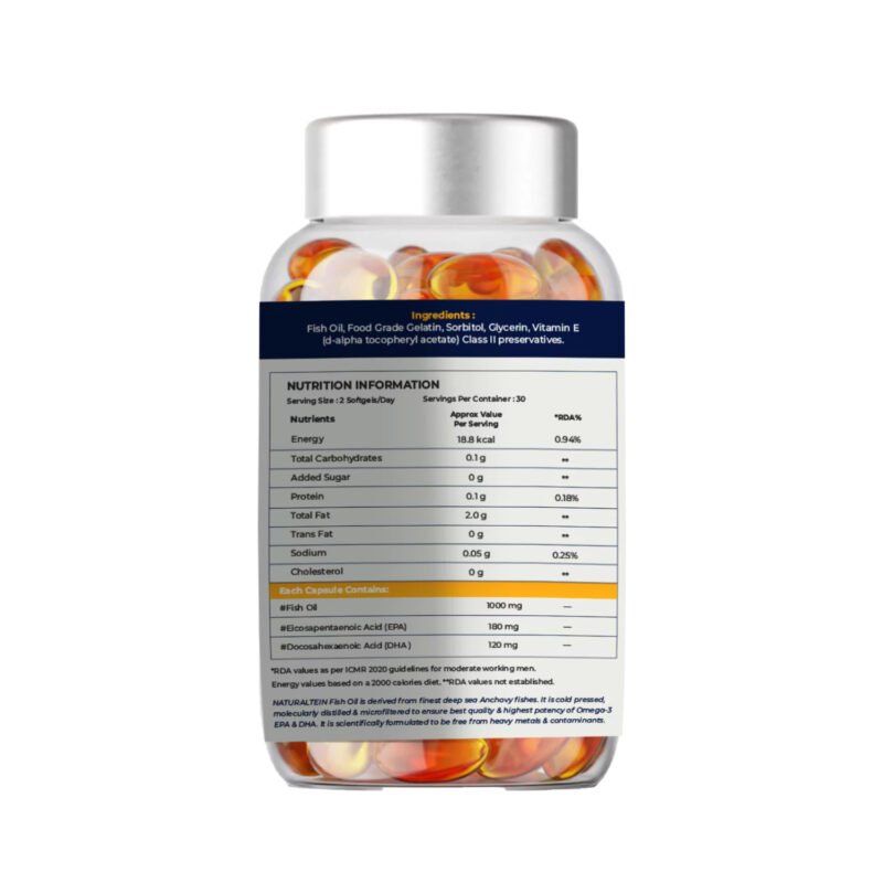 NATURALTEIN – Single Strength Omega 3 (60 Softgels), Vitamin E - Image 4