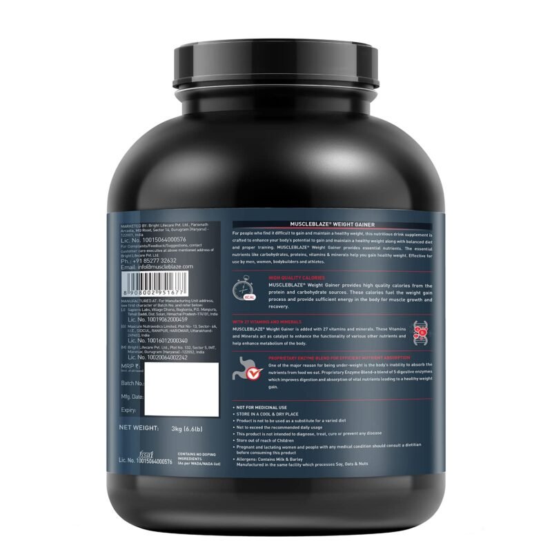 MuscleBlaze Weight Gainer with Added Digezyme – Chocolate - Image 2