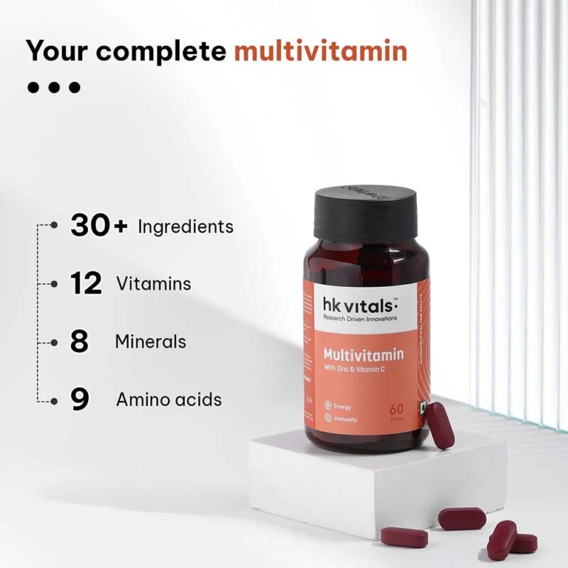 HK Vitals Multivitamin with Zinc & Vitamin C | 60 Tablets - Image 2