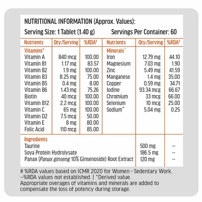 HK Vitals Multivitamin with Zinc & Vitamin C | 60 Tablets - Image 6