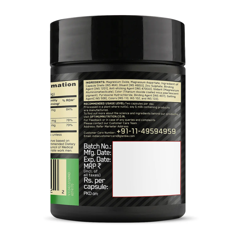 Optimum Nutrition Zinc Magnesium Aspartate Capsules, Capsules - Image 5