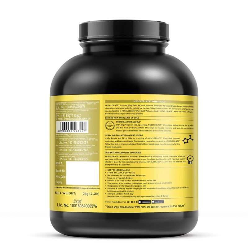 MuscleBlaze Whey Gold 100% Whey Protein Isolate, 2 kg - Image 6