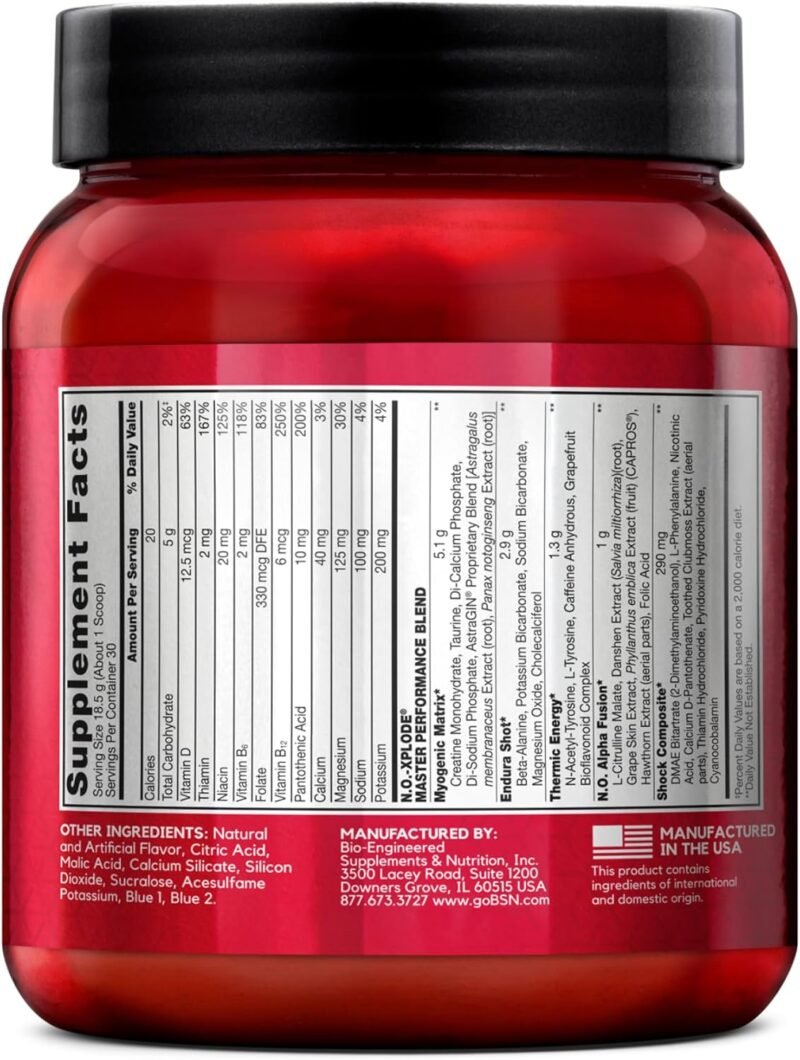 BSN NO XPLODE Pre Workout | 30 Servings | Energy & Focus - Image 4