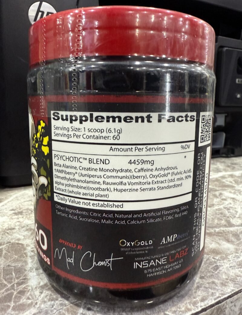 Insane Labz Psychotic Pre Workout | 60 Servings | Extreme Energy - Image 2