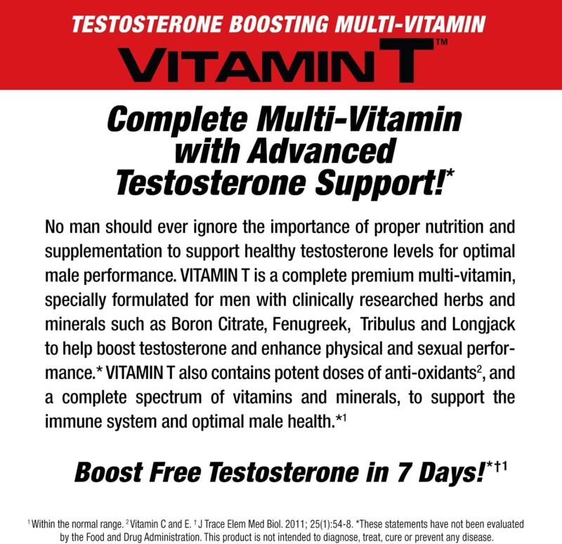 Musclemeds Vitamin T ( Multi-vitamin + Testosterone Booster ) Made in USA - Image 4