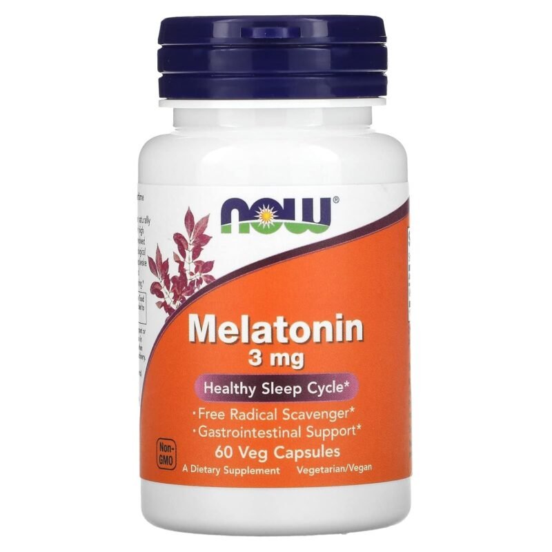NOW Melatonin 3 mg | 60 Capsules – Supports Sleep & Immunity | gastrointestinal support and healthy sleep cycle | immune support