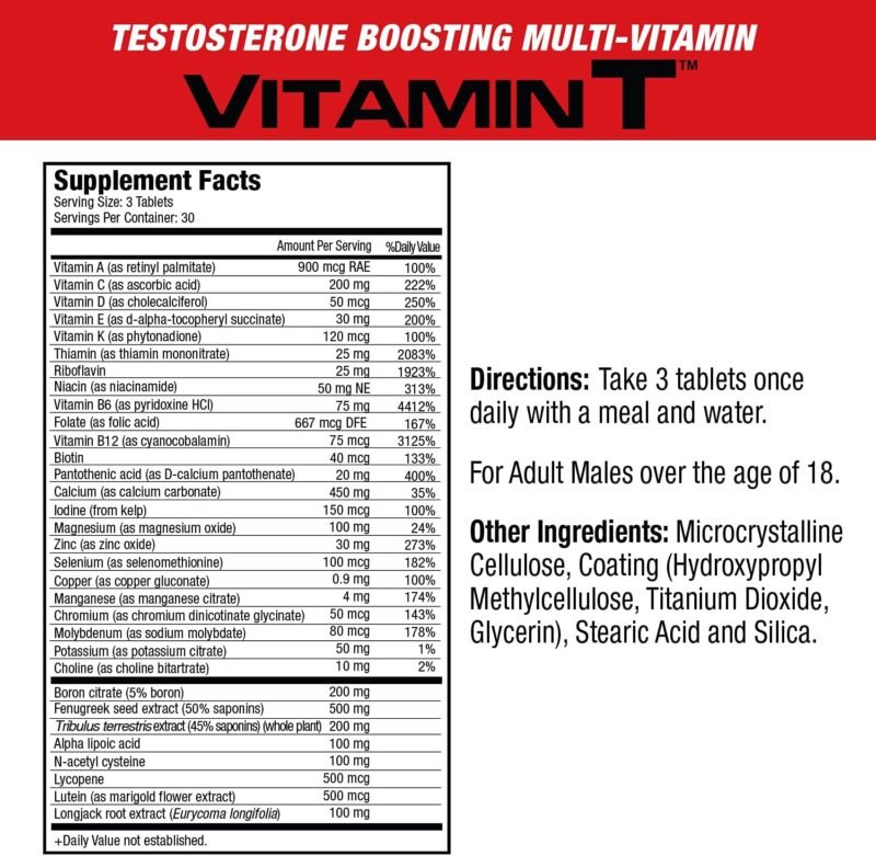 Musclemeds Vitamin T ( Multi-vitamin + Testosterone Booster ) Made in USA - Image 5