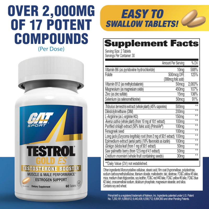 GAT Testrol Gold ES Tablet | 60 Tab | Made in USA - Image 2