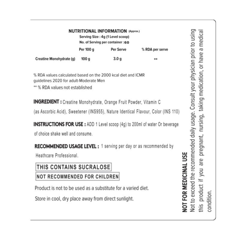 PHD Flavored Creatine Monohydrate | Pure Micronised Grade | 240 Gram - 60 Servings - Image 3