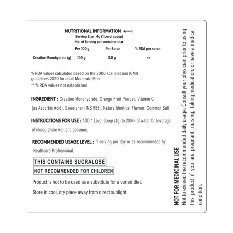 PHD Flavored Creatine Monohydrate | Pure Micronised Grade | 240 Gram - 60 Servings - Image 2