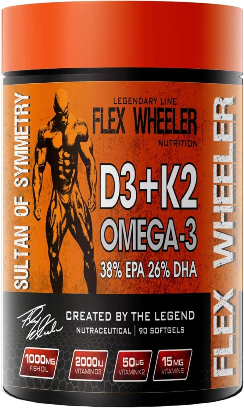 Flex Wheeler Omega 3 ( added Vitamin D3+K2 ) | 90 Servings | Made in USA