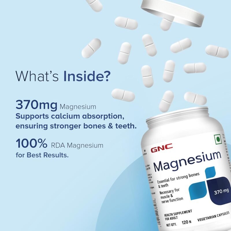 GNC Magnesium 370 mg Capsules | 120 Capsules - Image 4