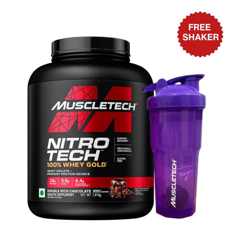 Muscletech NitroTech Whey Gold (1.8 kg) | Free Muscletech Shaker
