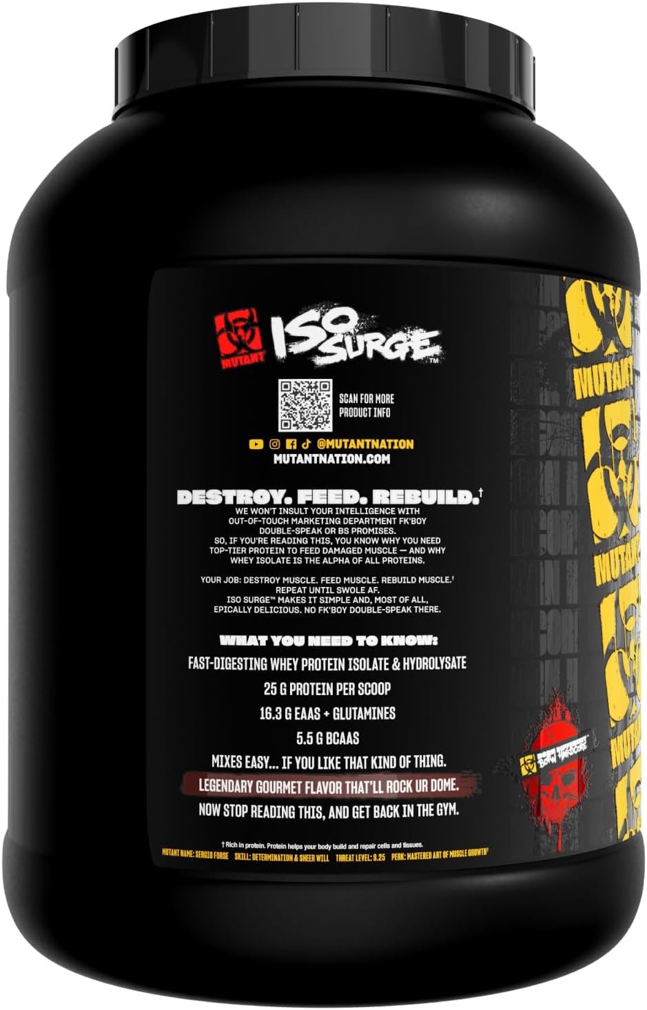 Mutant Hardcore ISO Surge Whey Protein Isolate 5 lb (2.27 kg) – Triple Chocolate | Made in Canada | Official Importer: GMC - Image 3