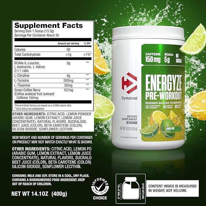 Dymatize Energize Pre-Workout – 400g (30 Servings) Made in USA | Official Importer – MHI - Image 2