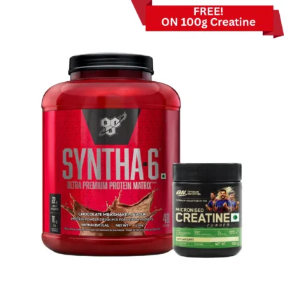 BSN Syntha 6 Protein Powder, 2.27kg, Chocolate Milkshake (Free ON Creatine 100 Gram)