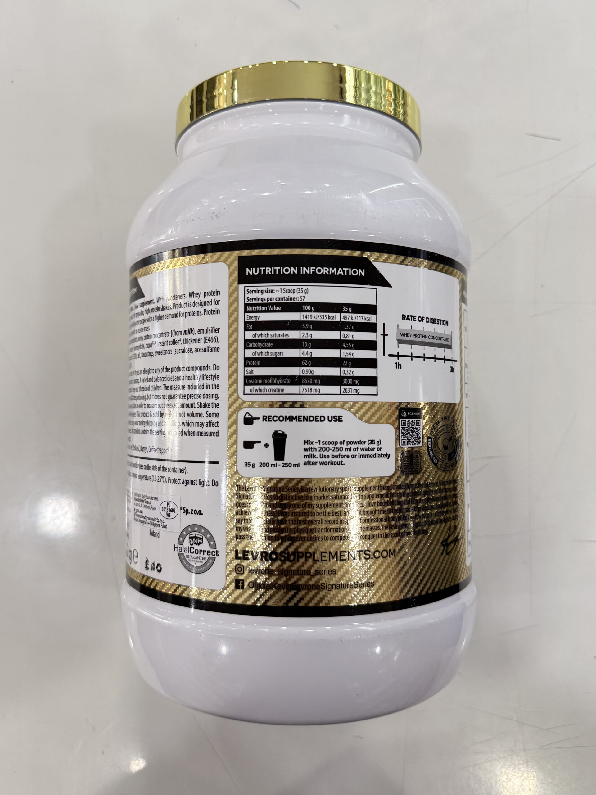 Kevin Levrone Gold Nitro Whey Protein – 2 kg | 57 Servings | Made in POLAND - Image 2