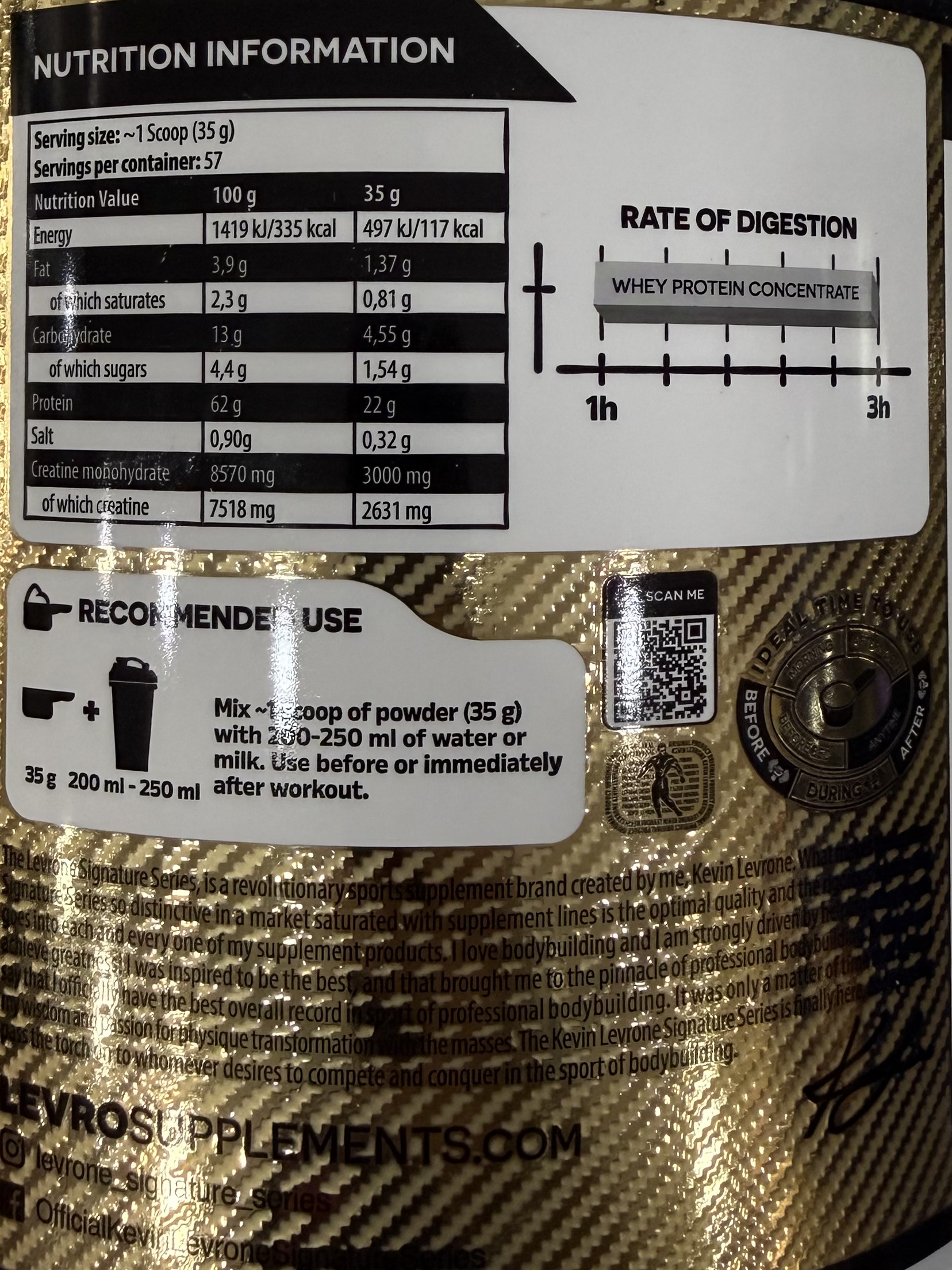 Kevin Levrone Gold Nitro Whey Protein – 2 kg | 57 Servings | Made in POLAND - Image 4