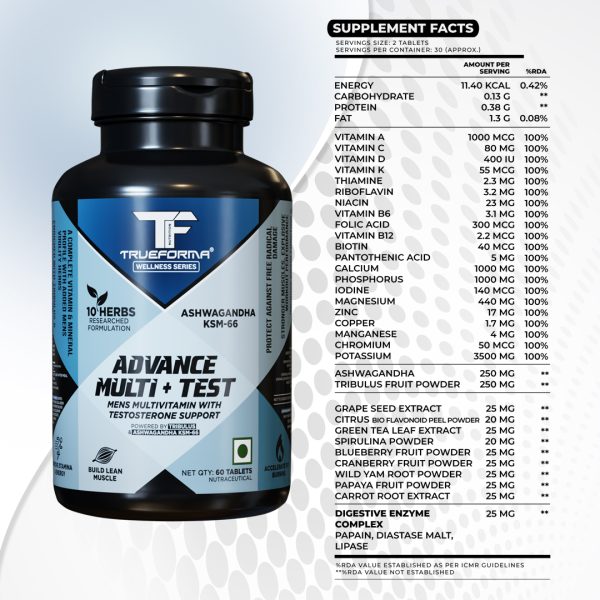 TRUEFORMA® Advance Multi + Test – Men's Multivitamin with Herbs | Capsules - Image 4