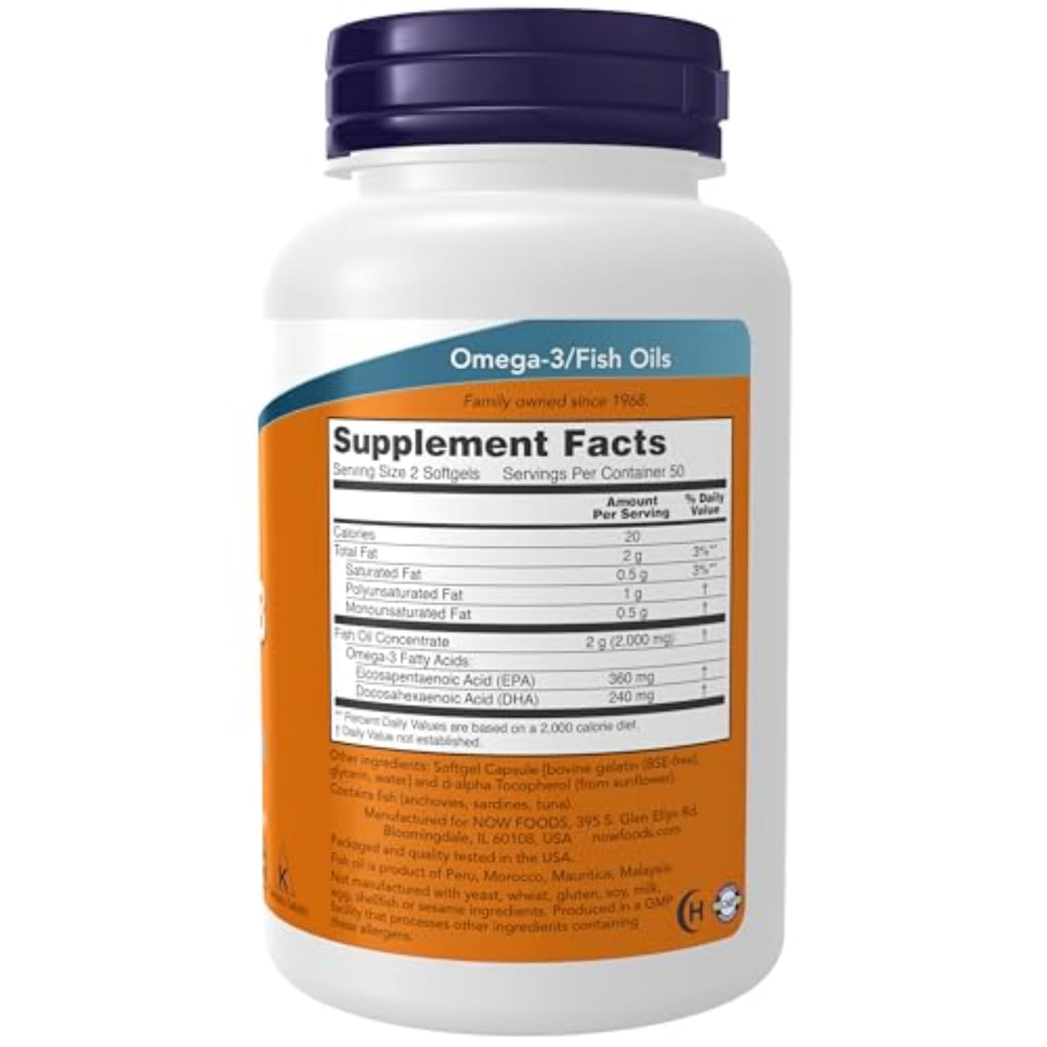 NOW Omega 3 Fish Oil Capsules – EPA & DHA | 100 & 200 Softgels | Made in USA - Image 2