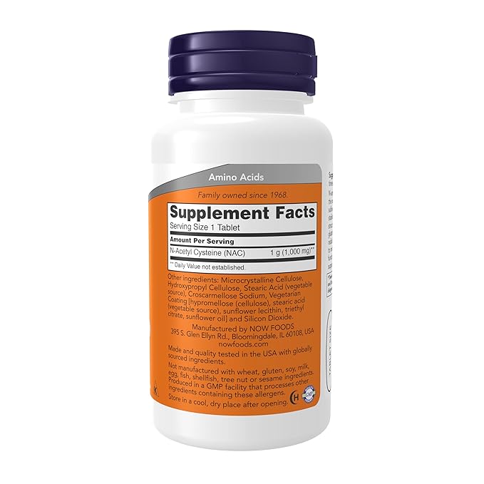 NOW NAC 1000 mg – 60 Tablets | Made in USA | Imported by Ammolabz - Image 2