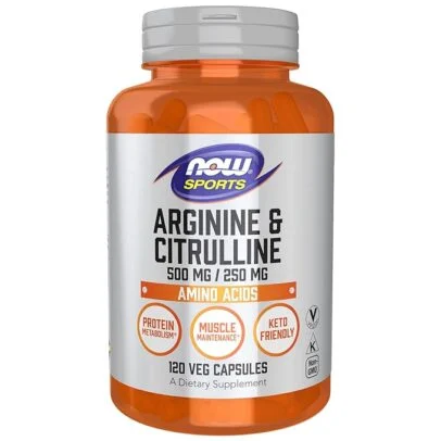 NOW Arginine & Citrulline 500mg/250mg – 120 Veg Capsules | Made in USA | Imported by Ammolabz