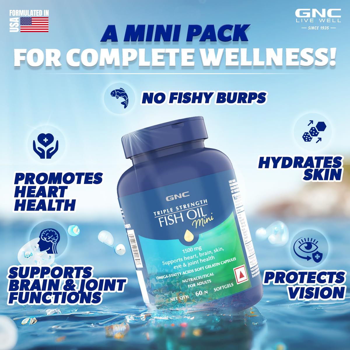 GNC Triple Strength Fish Oil "MINI" 1500 mg (60 Softgels) - Image 3