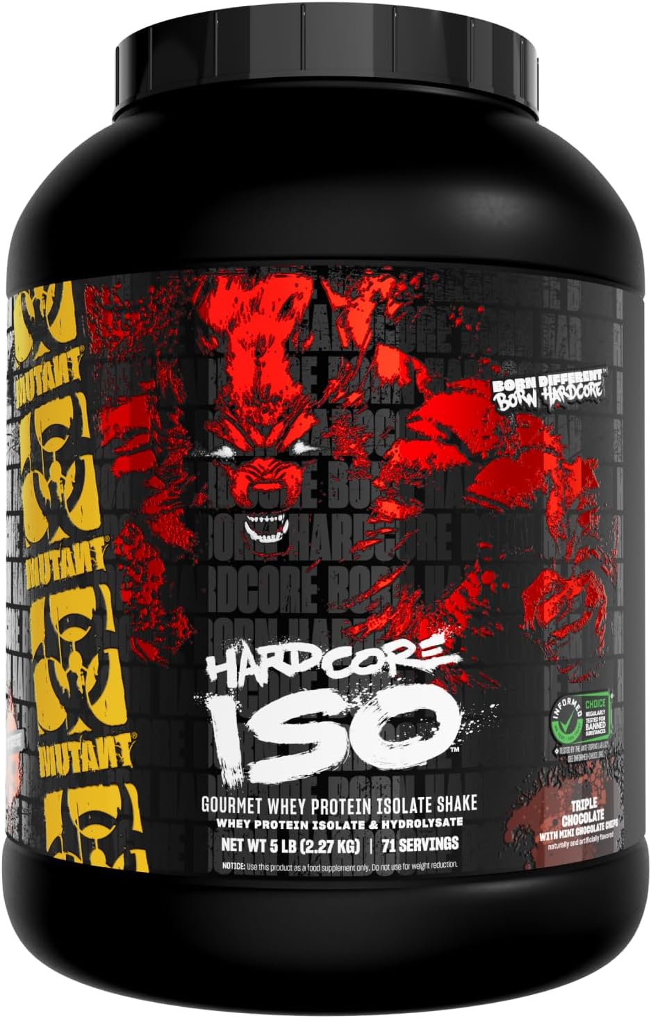 Mutant Hardcore ISO | Whey Protein Isolate | 5 lb (2.27 kg) – Triple Chocolate | Made in Canada | Official Importer: GMC