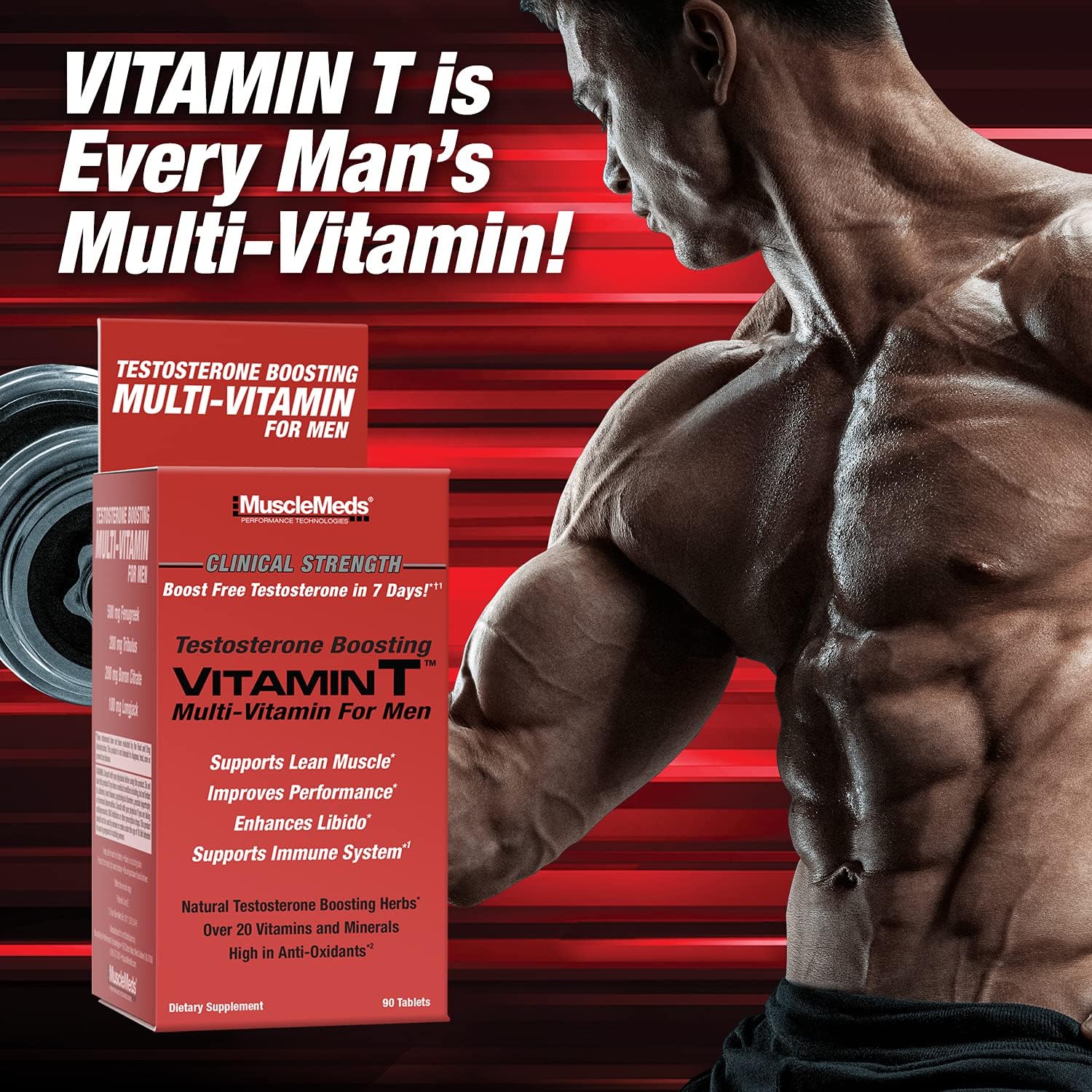 Musclemeds Vitamin T ( Multi-vitamin + Testosterone Booster ) Made in USA - Image 2