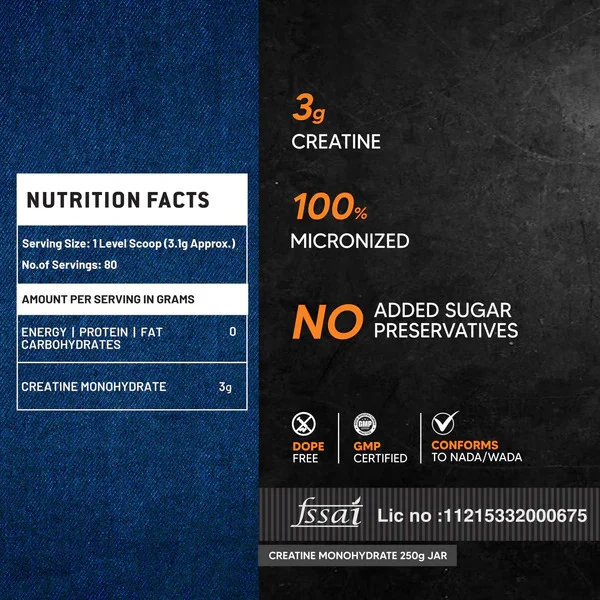 ATOM Creatine Monohydrate | Dope Free | Enhances Performance | Promotes Muscle Gains | (80 serving) - Image 5