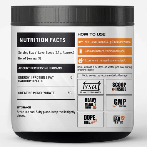 ATOM Creatine Monohydrate | Dope Free | Enhances Performance | Promotes Muscle Gains | (80 serving) - Image 3